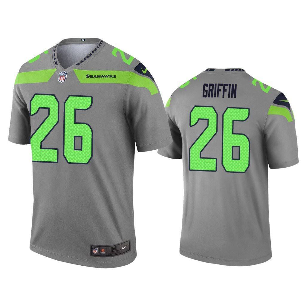 Men Seattle Seahawks 26 Shaquill Griffin Nike Gray Inverted Legend NFL Jersey